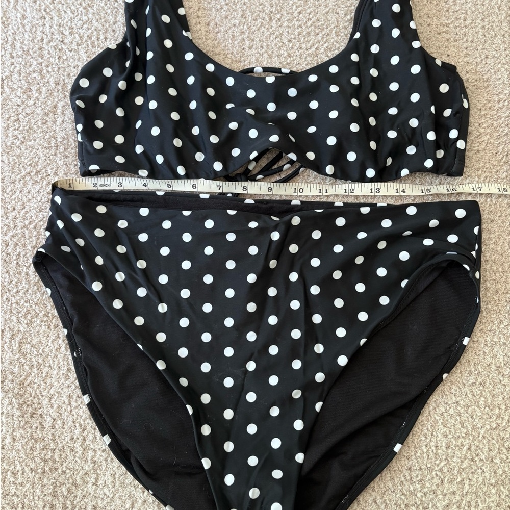 Polka Dot Black and White Women's Bikini Set